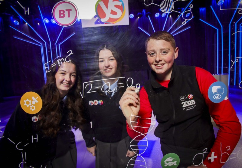 Pictured are twin sisters Ashlee and Aimee Keogh aged 18 from Tallaght Community School and Jake Shanley TY Student Volunteer from Firhouse Community College, who were on hand to launch the 2025 BT Young Scientist and Technology Exhibition and Primary Science Fair which takes place from January the 08 until Saturday the 11th in the RDS, Dublin.
Thousands of school students will descend upon the RDS Dublin this week to participate in the 2025 BT Young Scientist & Technology Exhibition and Primary Science Fair. The BTYSTE, which is one of the leading school science, technology, engineering, and mathematics (STEM) exhibitions in the world, annually showcases incredible STEM focused ideas in project entries from secondary school students aged 12-19 years.
President of Ireland, Michael D. Higgins will officially open the 2025 exhibition tomorrow at a special ceremony for students, teachers, and partners. The ceremony will be streamed live on the BTYSTE
website and on Facebook Live from 2pm.
Photo Chris Bellew /